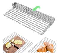Roll Up Rack for Drying Dishes, 47 x 36 cm Roll Up Dish Drying Rack, Over the Kitchen Sink, Heat Resistant Mat for Fruits and Vegetables, Cup Water (Grey)