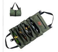 Roll Up Tool Bag Electrician Tool Bag Tool Wrap Roll Organiser Portable Tool Roll Bag Canvas Wrench Roll Up Tool Organizer 5 Separate Zippered Roll Up storage Bag Multi-Purpose Tool Roll Organizer