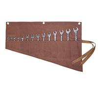 Roll Up Tool Bag, Multi-purpose Wrench Roll Pouch With Strap, Heavy Duty 16oz Waxed Canvas tool Organizer Bag,Durable and Waterproof (Brown)