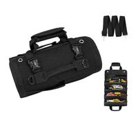 Roll Up Tool Bag Organizer Pouch for Electrician Carpenter Mechanic | Heavy Duty Portable Multi Purpose Tool Bag with 4 Zipper Pockets & Detachable Shoulder Strap for Home Workshop and Job Site