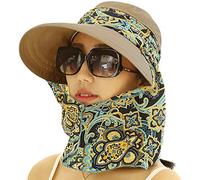 Roll Up Wide Brim Sun Visor UPF 50+ UV Protection Sun Hat with Neck Protector Khaki