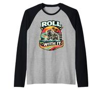 Roll with It Skating Derby Quad Disco Skates Skater Raglan Baseball Tee