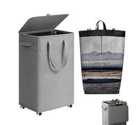 Rollable Laundry Basket on Wheels | 75 Litre Storage Bin with a Removable Laundry Bag and a Handle - Rollable Laundry Basket | Suitable For Children's Room and Living House Apartment Student Housing