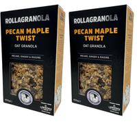 Rollagranola - Pecan Maple Twist Oat Granola - 400g Pack. 100% Natural, Made With Gluten Free Oats. Suitable For A Vegetarian Diet With No Added Sugar. Handcrafted In The UK - 400g Pack of 2