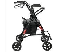 Rollator 4-Wheel Walker, Portable Folding Shopping cart for The Elderly, with Wheels, Sponge Chair and Shopping Basket
