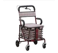 Rollator Four-Wheel Walker, with seat and Shopping Basket, Lockable Brake Wheels, for The Elderly and People with Limited Mobility,Wine Red