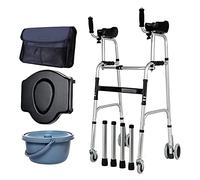 Rollator Mobility Aids Folding Lightweight Deluxe 2 Button Folding Walke,with Seat,with Wc,4 Wheel Lightweight and Portable,Elderly, Ped,Material: Aluminum Alloy, Load-Bea