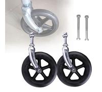 Rollator Rubber Wheelchair Wheels, Pack Of 2 Wheelchair Front Caster Replacement Non-Slip With Screws Multicolor 6/7/8 inch(Black,190mm-8inch)