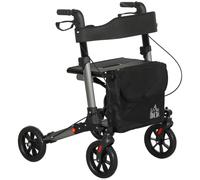 Rollator Walker 4-Wheel Silver Aluminium Foldable Adjustable Seat 79.5-94.5cm XL