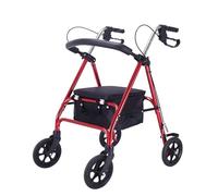 Rollator Walker Aluminum Stand Up Folding Rollator Walker Backrest and Storage Bags The Height of The Handle Can Be Adjusted in Three Levels with Large Seat for Seniors(Blue) (Red)