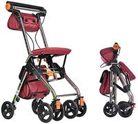 Rollator Walker Elderly Walker, Four Wheeled with Cable Brakes Swivel Wheels Padded Seat and Backrest Lightweight Foldable Aluminium Frame Lockable Yearn for Comfortable Anniversary