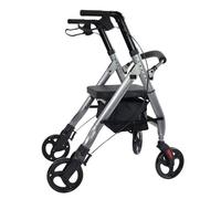Rollator Walker Folding 4 Wheels Trolley Walker for Elderly Disabled Anti Rollover Assist Walking Mobility Aid Can Push and Seat Walking Stick Folding Indoor Rollator