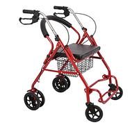 Rollator Walker, Folding Rolling Walking e with Paded Seat and Backrest 4 Large Wheels Mobility Aid for Adult Senior Elderly Handicap with Brakes (Red size1) (Red size1)
