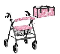 Rollator Walker Seat Covers Seat and Backrest Covers Seat Storage Bag for Rollator Walker Accessories Decor Seat Cover, Pink Ribbon Love