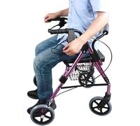 Rollator Walker, Upright Walker, with Seat Rollers and Shopping Basket, One-Button Quick Folding and Storage are Convenient