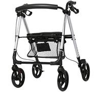 Rollator Walker Walking Frame Foldable Compact Mobility Aids with Seat Bag and Wheel Transport Walker Walking Stick Elderly Disabled Double The Comfor