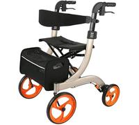 Rollator Walker with Seat, 2-in-1 Walker and Wheelchair Combo, Folding Transport Design, 220lbs Weight Capacity
