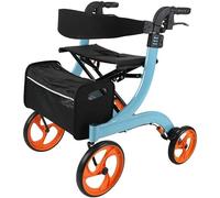 Rollator Walker with Seat, 2-in-1 Walker and Wheelchair Combo, Folding Transport Design, 220lbs Weight Capacity
