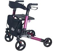 Rollator Walker with Seat And Backrest, Adjustable Handle Height, Removable Storage Bag And A Durable Lightweight Frame That Easily Folds While Supporting Up To 350 Pounds,Pink