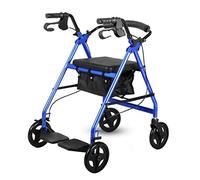 Rollator Walker with Seat and Storage Bag,Rolling Walker with Lockable Brakes,Elderly Wheelchair Transport Chair - Adjustable Height - Trolley Shopping Cart,