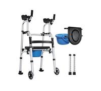 Rollator Walker with Seat, Height and Armrests are Adjustable, with A Toilet Seat and Two Wheels, Suitable for People with Limited Mobility, Supports Up to 400 Lbs