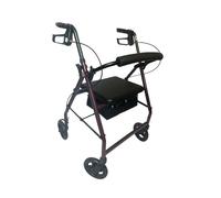 Rollator Walker with Seat - Lightweight Folding 4 Wheel Mobility Aid - Adjustable Handles - Latitude Healthcare Pacer - Grey or BlackBerry (BlackBerry)