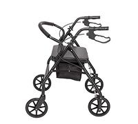 Rollator Walker with Seat, Lightweight Mobility Walker Rollator 4 Wheel, Adjustable Walking Frame with Wheels, Safe-Lock Brakes & Carry Bag, Folding Mobility Aid for Users (Black)
