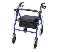 Rollator Walker with Seat, Lightweight Mobility Walker Rollator 4 Wheel, Adjustable Walking Frame with Wheels, Safe-Lock Brakes & Carry Bag, Folding Mobility Aid for Users (Blue)