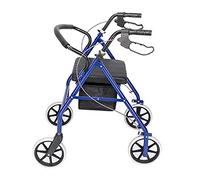 Rollator Walker with Seat, Lightweight Mobility Walker Rollator 4 Wheel, Adjustable Walking Frame with Wheels, Safe-Lock Brakes & Carry Bag, Folding Mobility Aid for Users (Blue)