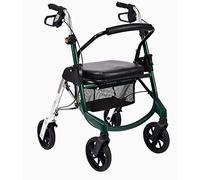 Rollator Walker with Seat Rolling Mobility Walking Aid Shock Absorber and Carrying Pouch Compact Folding Design Fits for Elderly from 5'2”-6'5” Supports Up to,