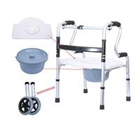 Rollator Walker with Shower Chair and 2 Wheels, Commode with Casters, Rolling Shower Chair with Padded Toilet Seat for Handicap and Seniors