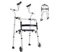 Rollator Walking Frames Folding Lightweight Travel Drive Frame Adjustable Height, 4 Wheel for with Armrest Support Pad Suitable for People of 145-185cm