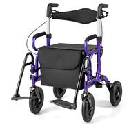 Rollators 4 Wheel with Seat Folding Lightweight,Mobility Walker for Elderly with Place and Wheels,2 in 1 Rollator,ed Walking Aid with,Brakes Adjustab