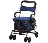 Rollators Walker Lightweight Steel Pipe Folding Four Wheel Rollator Walker Height Adjustable with Padded Seat Carry Basket and Locakble Brakes Bearing Weight: 120Kg,A