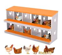 Rollaway Chicken Nesting Box, 10-Chamber Chicken Nest Box with Inclined Waterproof Roof, Ventilated Bottom Holes & Resting Platform, Fox-Proof Wall Mounted Laying Nest for Poultry Ducks - Orange