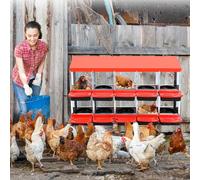 Rollaway Chicken Nesting Box, 10 Compartment Galvanized Steel Hen House Nest Boxes for Easy Fresh Egg Collection, Heavy Duty Laying Boxes with Weatherproof Roof for Chicken Coops & Hutches
