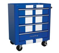 Rollcab 4 Drawer Retro Style - Blue with White Stripes