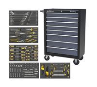 Rollcab 8 Drawer Ball Bearing Slides - Black/Grey with 136pc Tool Kit - Sealey A