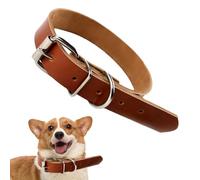 Rolled Dog Leather Collar - Adjustable Metal Dog Collar | Handmade Pet Collar for Small Medium and Large Dogs, Medium and Large Dogs, Leather Collar