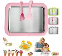 Rolled Ice Cream Maker,At Home Rolled Ice Cream Maker, Instant IceCream Roller Making Machine, With 2 Spatulas and Stainless Steel Cool Plate, For Frozen Yoghurt Gelato Soft