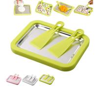 Rolled Ice Cream Maker,Homemade DIY Ice Cream Roller Pan with 2 Scrapers,Stainless Steel Instant Icecream Machine,for Home Party (Green)