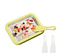 Rolled Ice Cream Maker - Homemade Yogurt Rolls Tray - Diy Ice Cream Roller Pan with 2 Scrapers | for Adults Home Party Family Gathering Outdoor Holiday Cooking