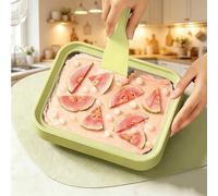 Rolled Ice Cream Maker, Instant Freeze Plate with 2 Scraper, Waterproof & No Power Required, Stainless Steel Ice Cream Roller Tray for Frozen Yoghurt Soft Serve(Green,26cm)