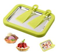 Rolled Ice Cream Maker, Instant IceCream Makers, Ice Cream Roller Maker with 2 Spatulas, Food Grade Stainless Steel Roll IceCream Tray, Homemade DIY Smoothies, Frozen Yogurt Makers(Green)