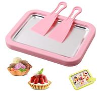 Rolled Ice Cream Maker, Instant IceCream Makers, Ice Cream Roller Maker with 2 Spatulas, Food Grade Stainless Steel Roll IceCream Tray, Homemade DIY Smoothies, Frozen Yogurt Makers(Pink)