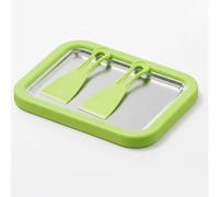 Rolled Ice Cream Maker Kit, DIY Ice Cream Roll Tray with 2 Scrapers, No Electricity Required, Stainless Steel Freezing Plate for Rolled Ice Cream, Frozen Yogurt, Sorbet (Green)