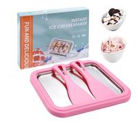 Rolled Ice Cream Maker Kit, DIY Ice Cream Roll Tray with 2 Scrapers,Stainless Steel Freezing Plate for Rolled Ice Cream,Homemade DIY for Fun Activities-Pink