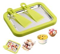 Rolled Ice Cream Maker Kit, Ice Cream Roll Maker, Includes 2 Spatulas, Manual Operation for Rolled Ice Cream, Sorbet, Frozen Yogurt, Food-Grade Stainless Steel