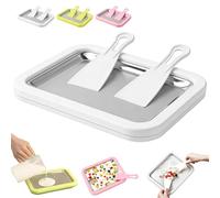 Rolled Ice Cream Maker Kit with 2 Scrapers,At-Home Ice Cream Roller Maker,New Stainless Steel Instant Freeze Plate,DIY Homemade Ice Cream Tray for Family Fun,Holiday Parties, Home Kitchen (White)