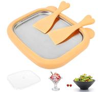 Rolled Ice Cream Maker,Portable Stainless Steel Instant Pan Ice Cream Roll Maker with 2 Spatula and Lid for Homemade Gelato Frozen Yogurt DIY Dessert